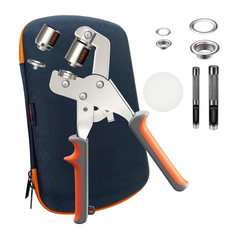 HAPDEN Heavy-Duty Grommet kit (3/8 and 1/2) Includes a Bag, 200 10 mm Grommets and 200 12 mm Grommets. Eyelet and Grommet Tool kit for DIY Tarp Ring Repair and Installation. - Image 1